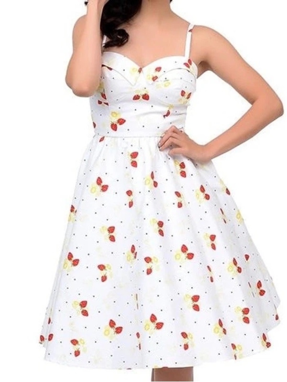 Vintage inspired strawberry print dress